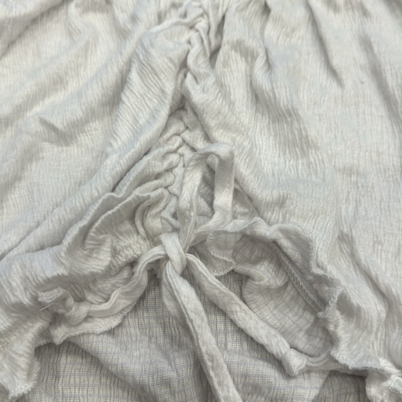 Off The Shoulder Crop Top Puff Short Sleeve Casual Ruched Shirt - Picture 5 of 8